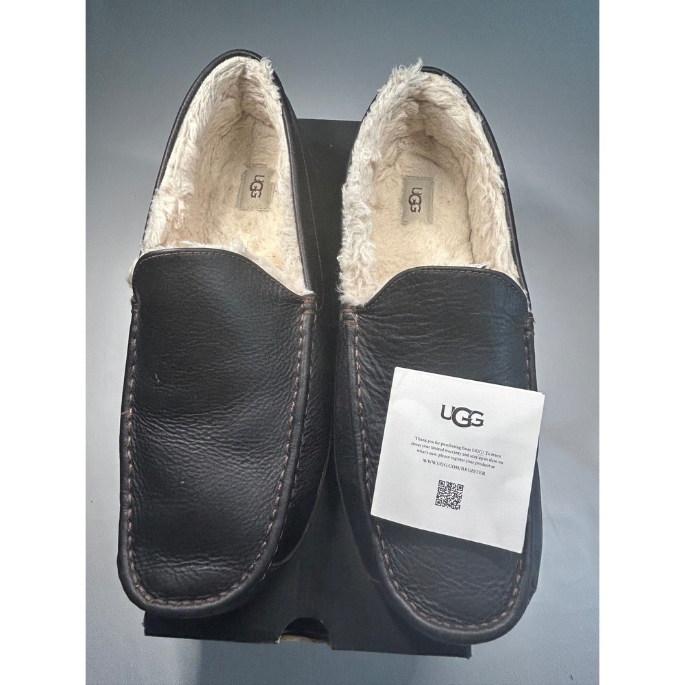 UGG Mascot Slippers Mens 18 Espresso Leather Shearling Lined 5379